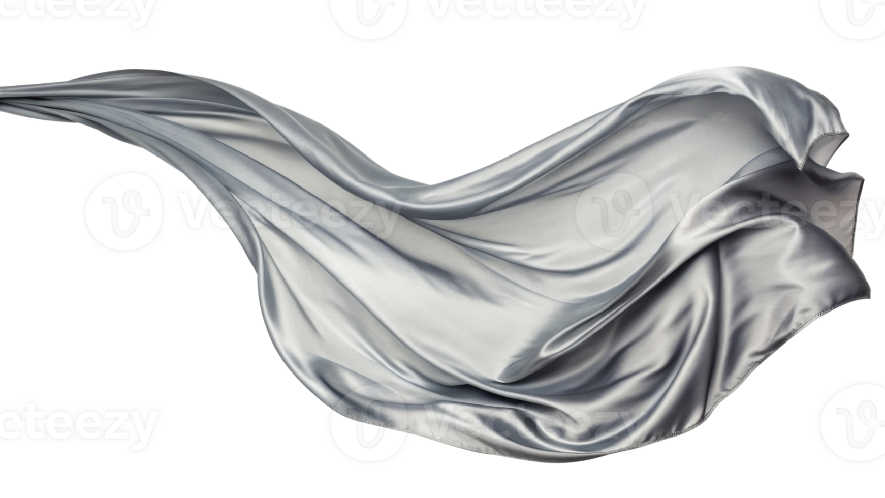 flowing silver silk fabric drapes elegantly, showcasing its smooth texture and soft sheen, creating sense of luxury and grace png