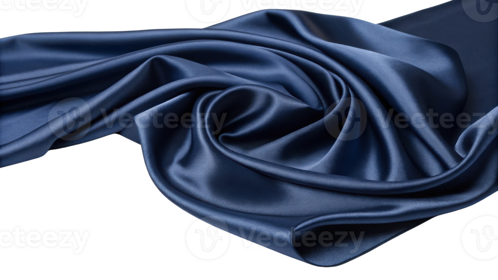 Luxurious navy blue satin fabric with smooth texture and elegant drape, perfect for fashion and interior design projects png