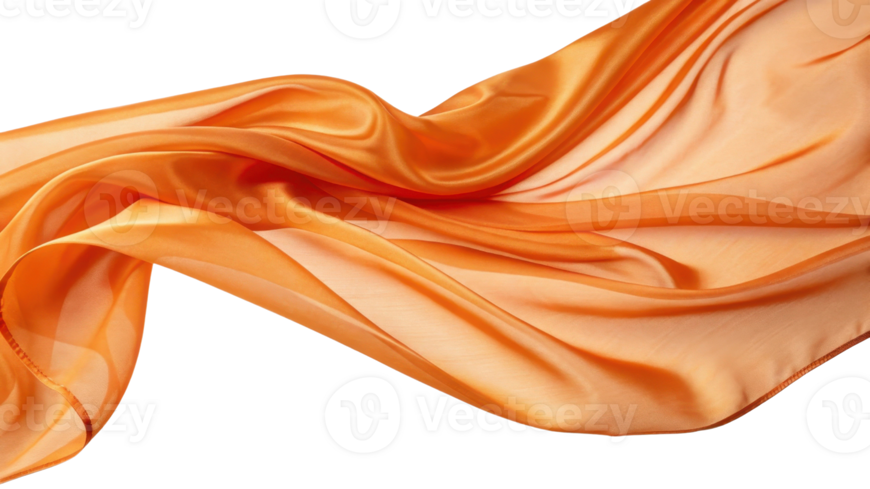 flowing orange silk fabric drapes elegantly, showcasing its smooth texture and vibrant color, perfect for fashion or design projects png