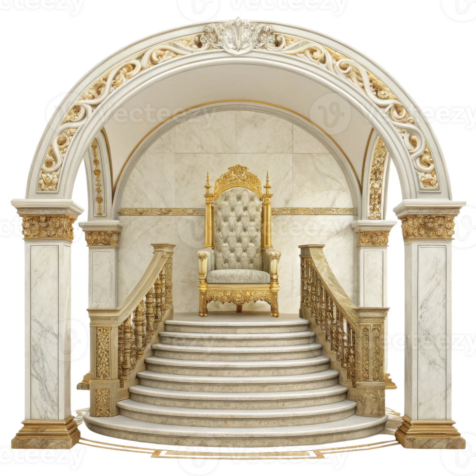 luxurious throne room featuring ornate throne, grand staircase, and elegant architectural details, exuding opulence and majesty png