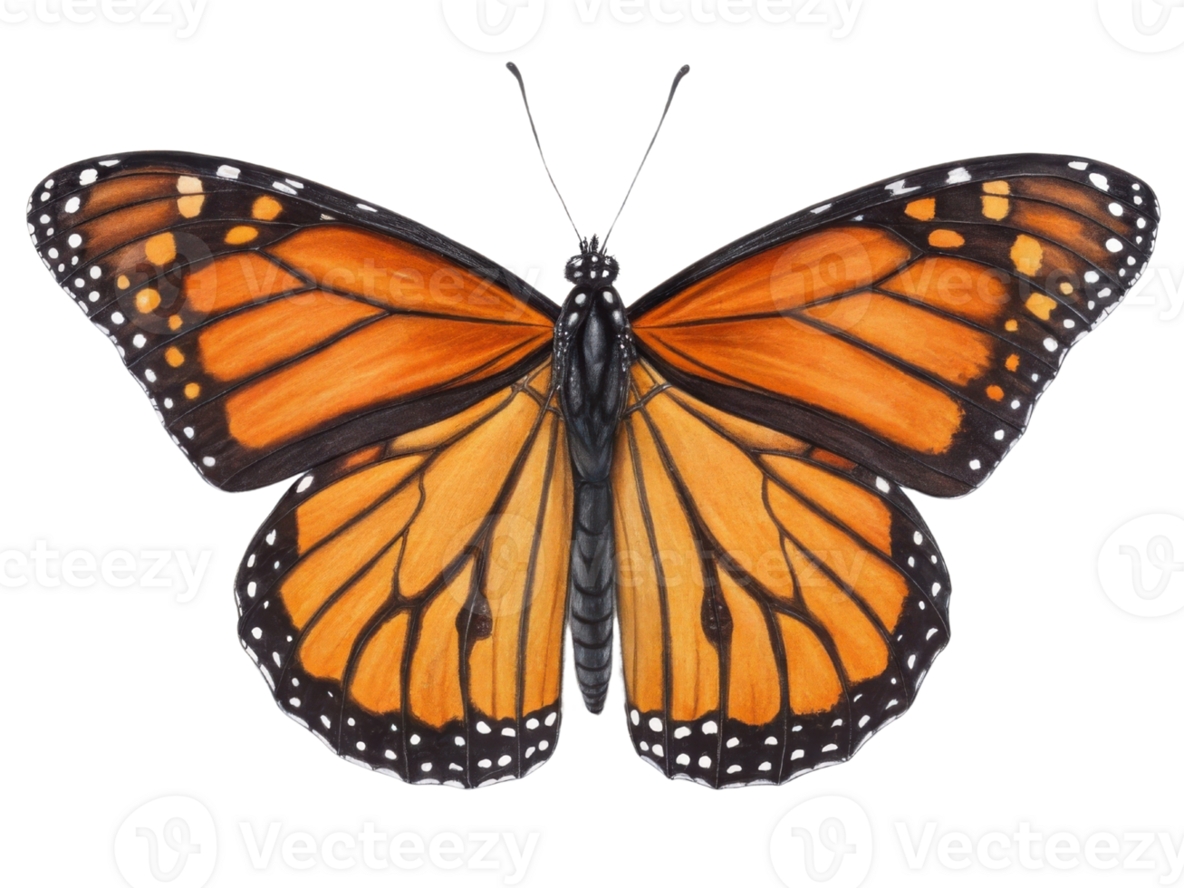 vibrant monarch butterfly with striking orange and black wings, showcasing intricate patterns and delicate features, symbolizes beauty png