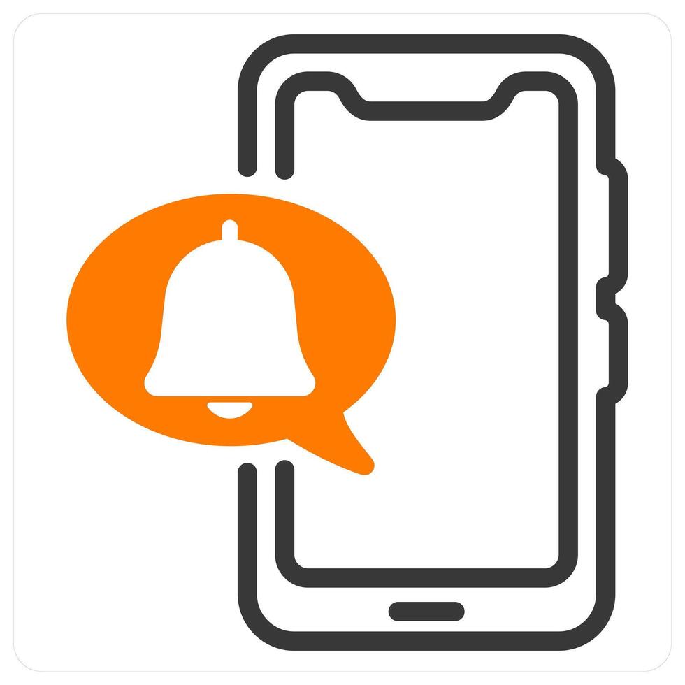 mobile notification icon concept in orange vector