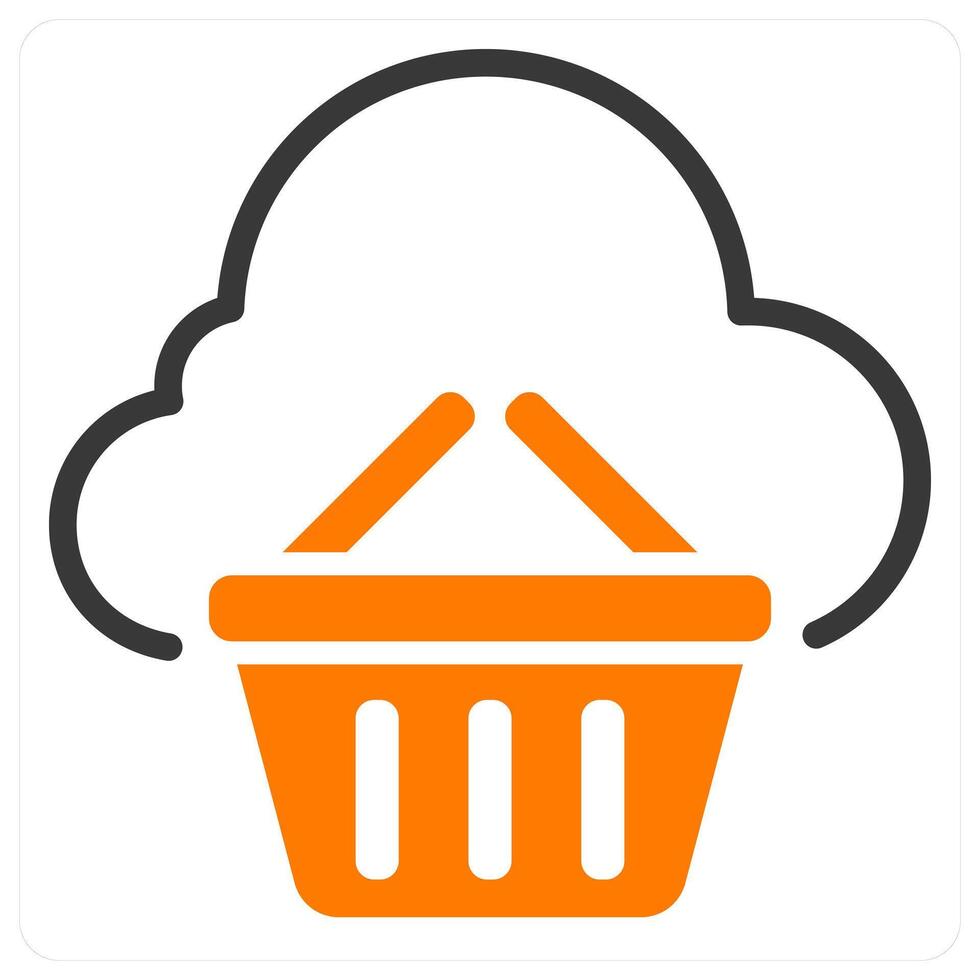 cloud shopping icon concept in orange vector
