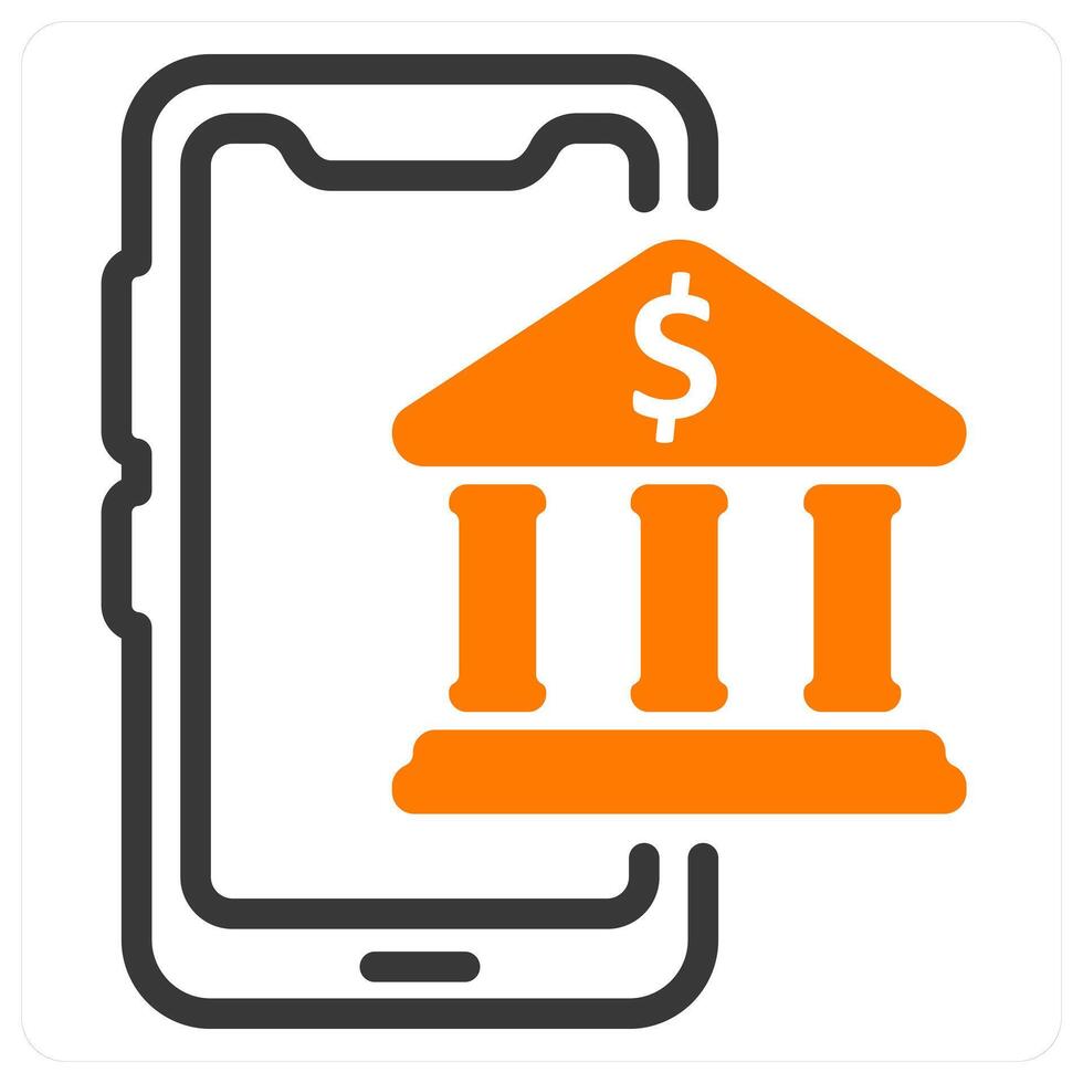 online banking icon concept in orange vector