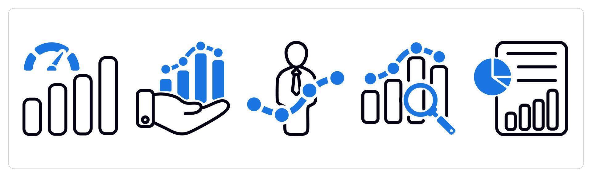 Set of 5 business icons as improve performance, business growth, performance level vector