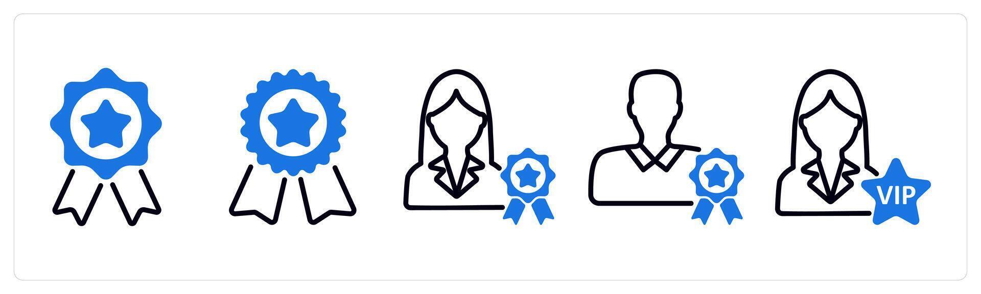 Set of 5 business icons as award badge, badge, premium member vector