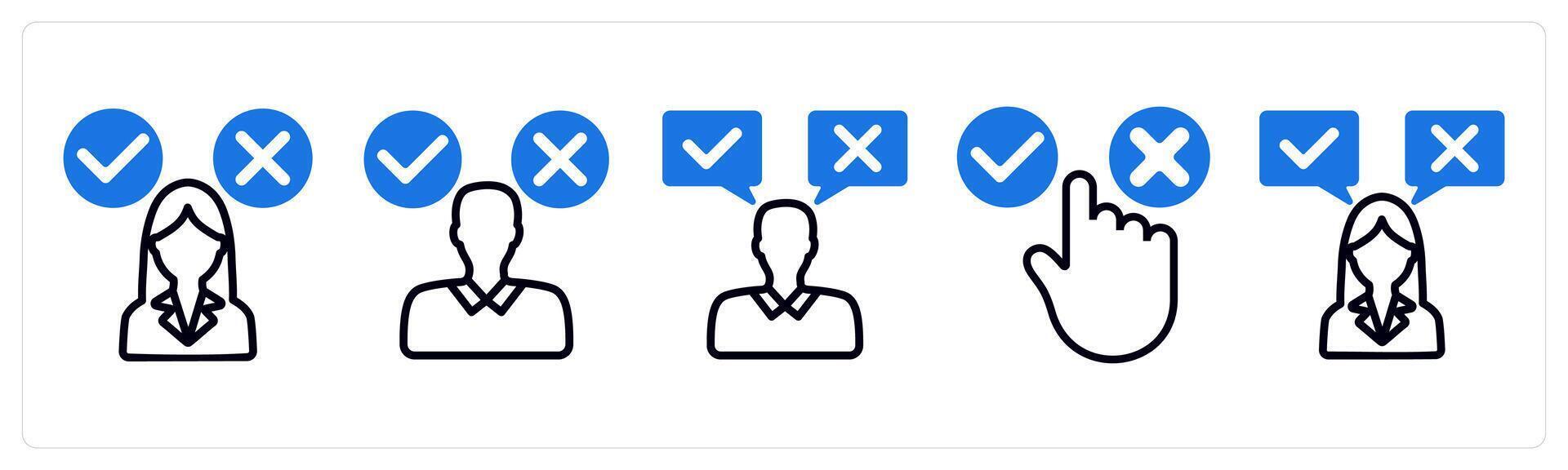 Set of 5 business icons as decision making confusion, decision, choice vector