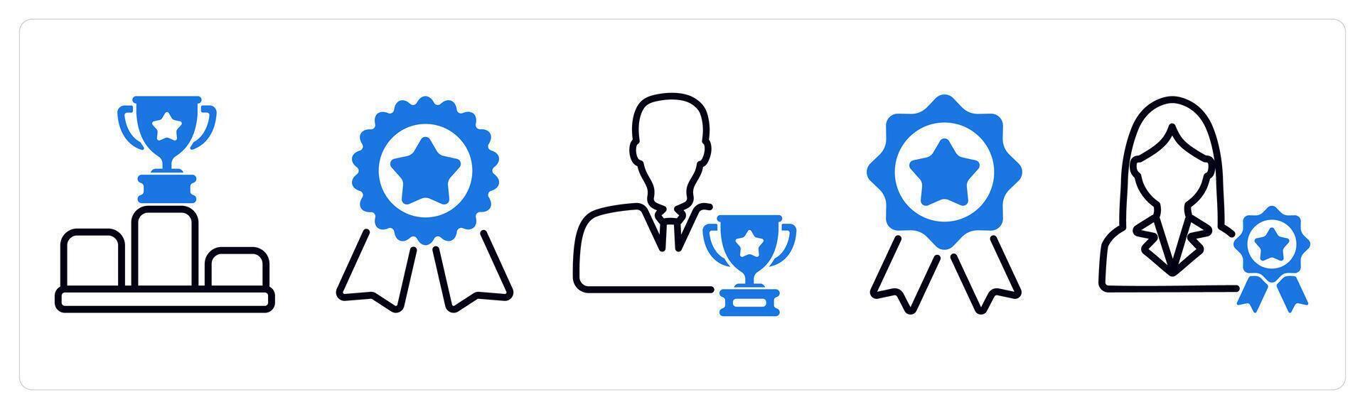 Set of 5 business icons as competition, badge, successful vector