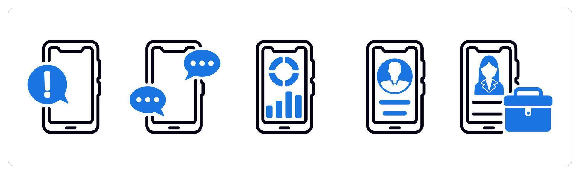 Set of 5 business icons as information app, communication, business app vector