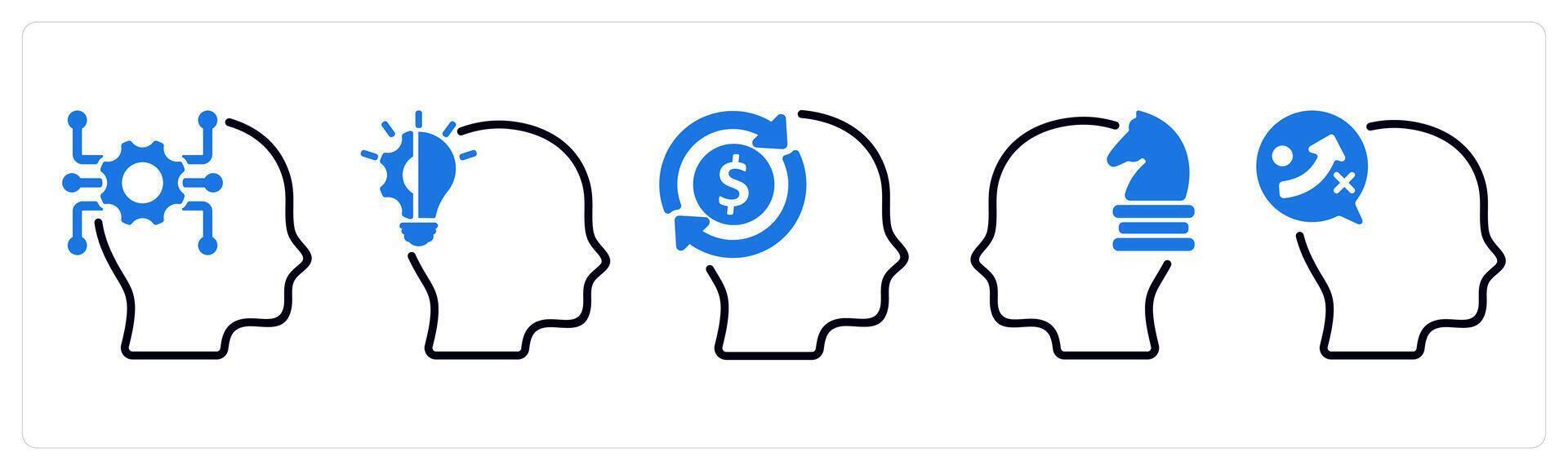 Set of 5 business icons as intellectual thinking, business expertise, business mind vector
