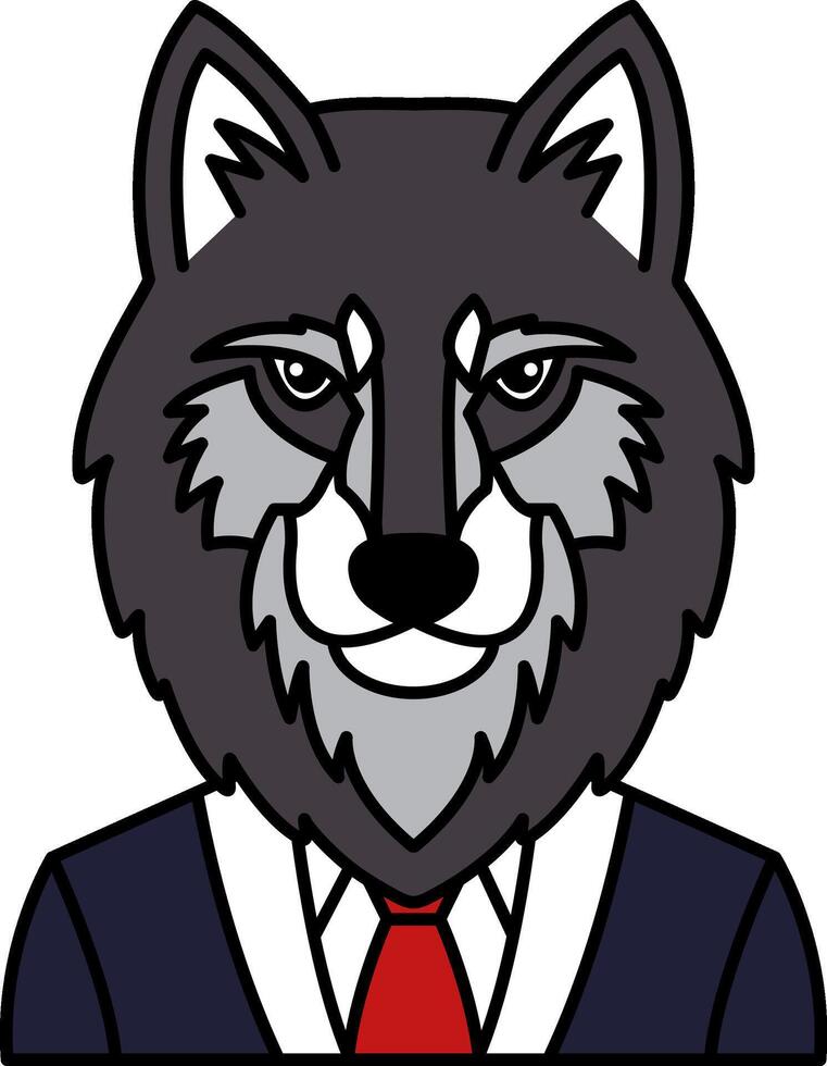 isolate illustration of Wolf in a suit vector