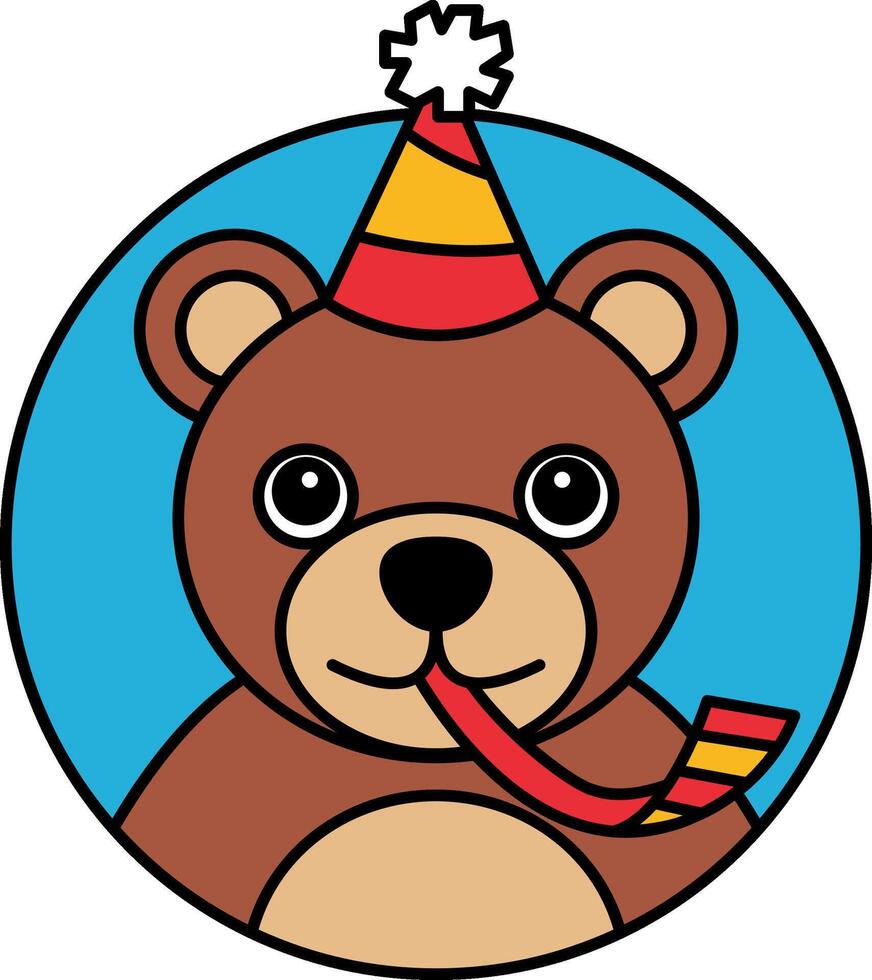 isolate illustration of Bear wearing a party hat vector
