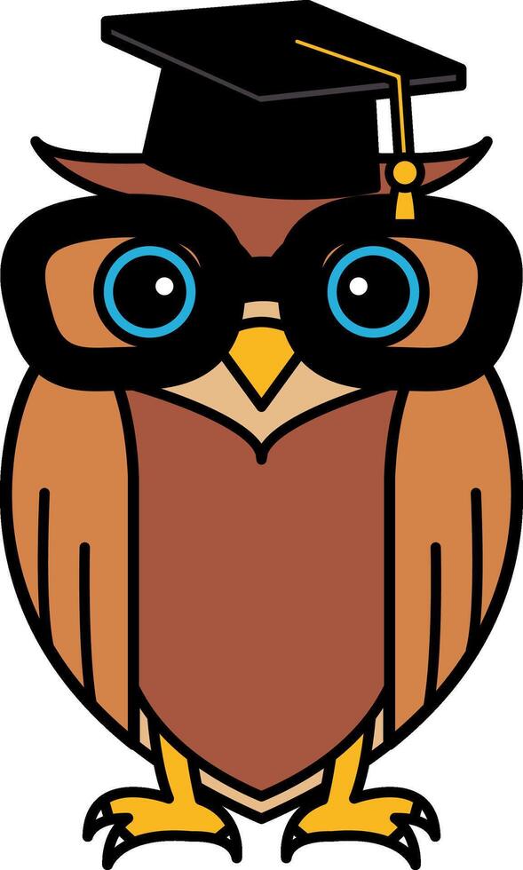 isolate illustration of Owl with glasses and graduation cap vector