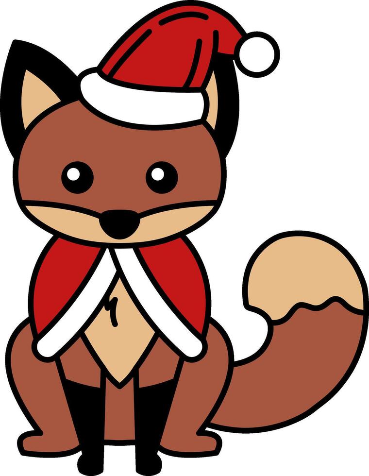 isolate illustration of Fox in a Santa costume vector