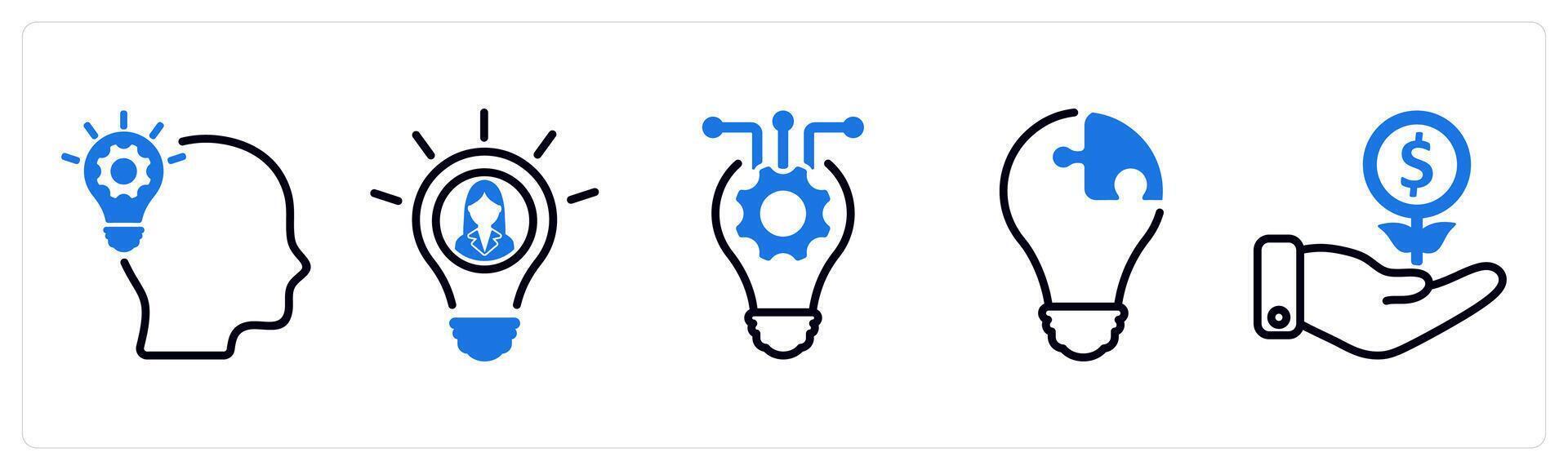 Set of 5 business icons as creative thinking, enterpreneur, idea vector
