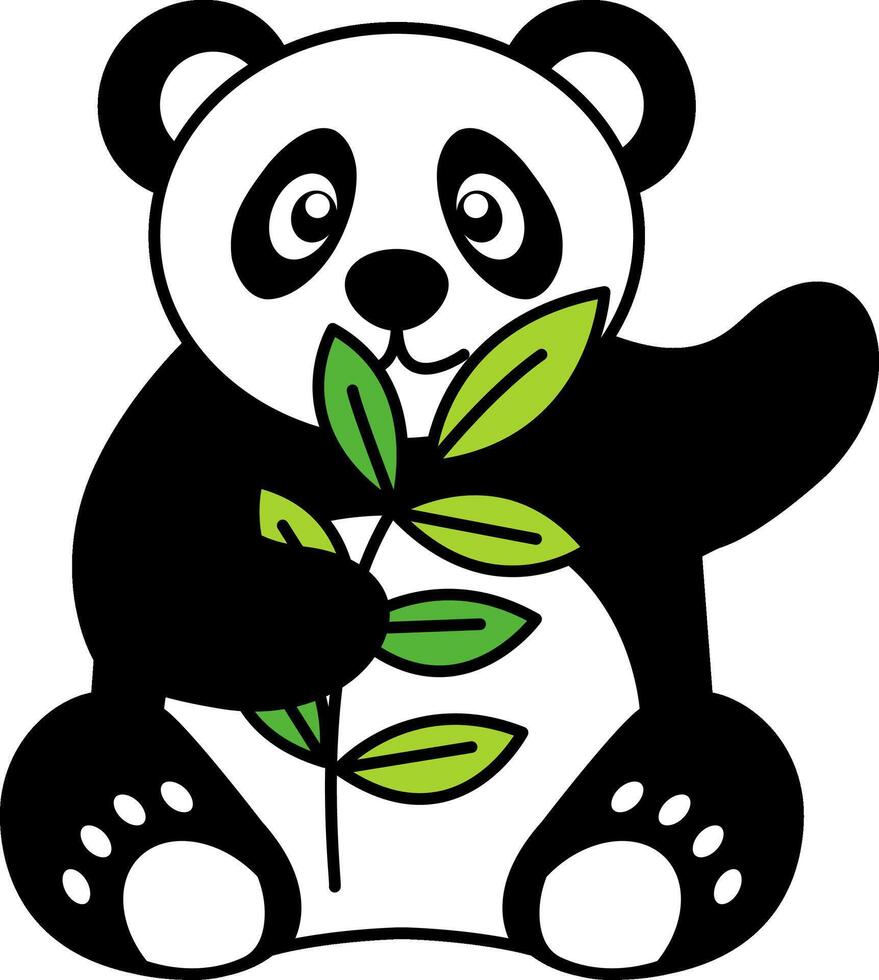 isolate illustration of Panda eating bamboo leaves vector