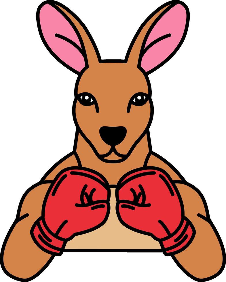 isolate illustration of Kangaroo wering boxing gloves vector