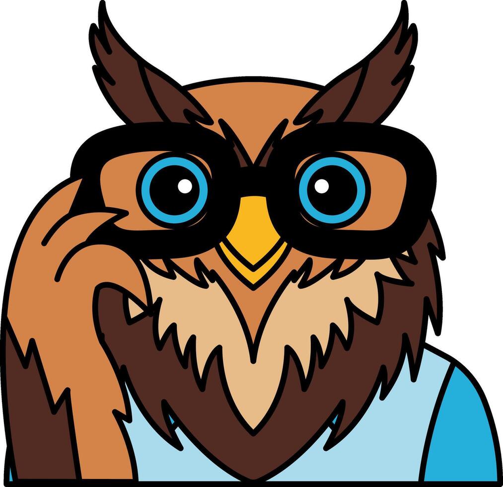 isolate illustration of Owl with glasses and shirt vector