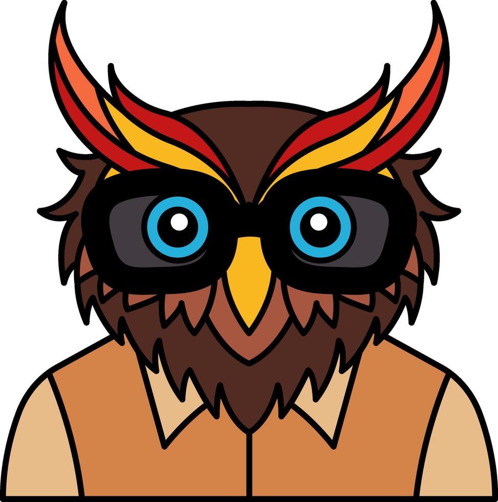 isolate illustration of Owl wearing glasses and a shirt vector