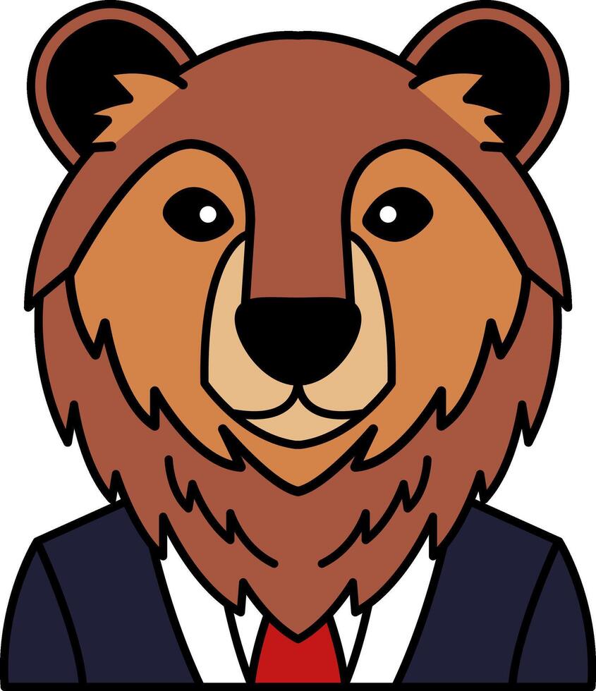 isolate illustration of Grizzly bear wearing a suit vector