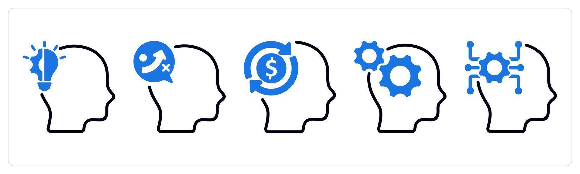 Set of 5 business icons as business expertise, strategy planning, business mind vector