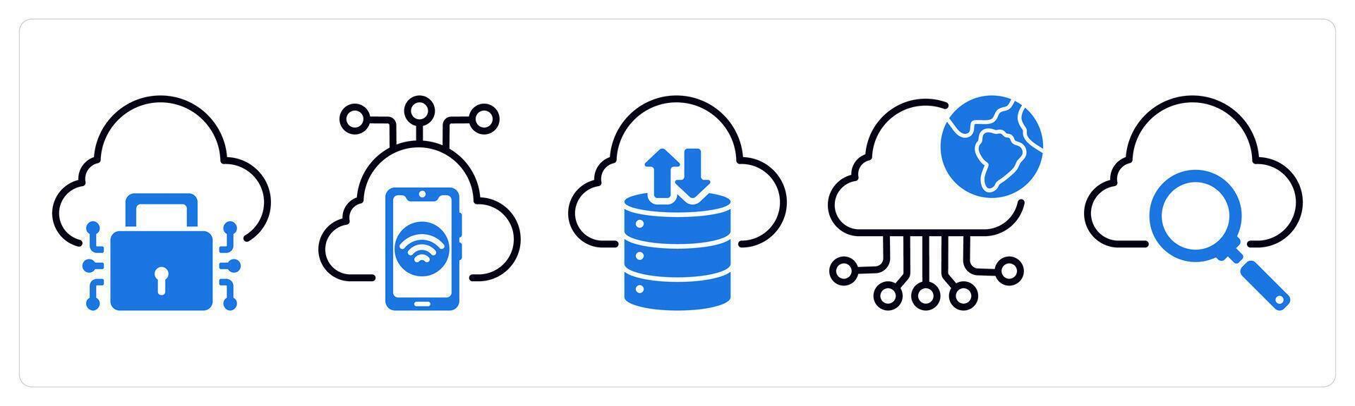 Set of 5 business icons as cloud protection, iot, cloud storage vector
