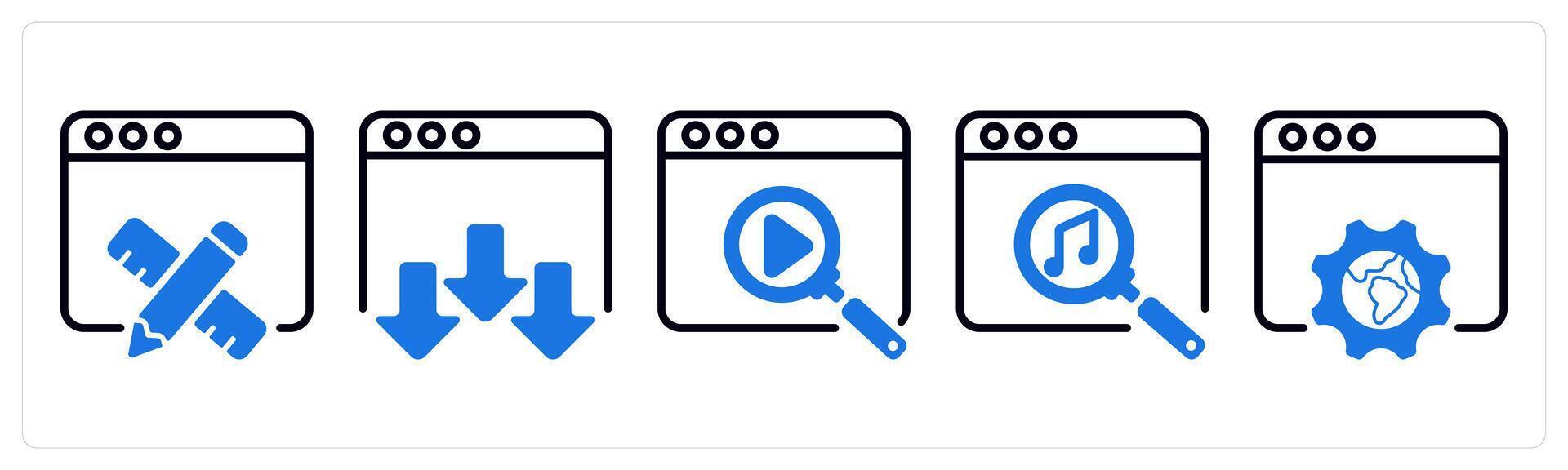Set of 5 business icons as web design, landing page, search vector