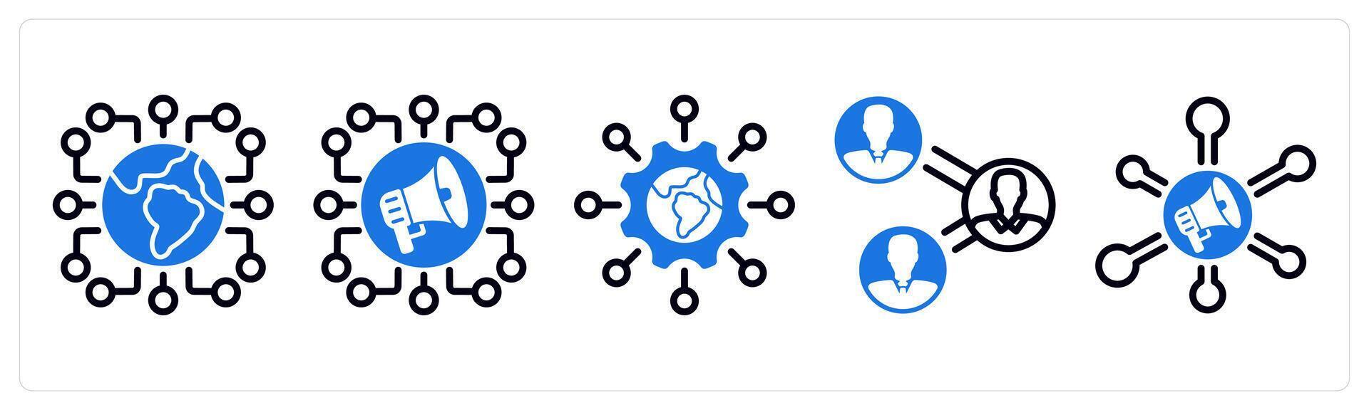 Set of 5 business icons as connectivity, social campaign, global technology vector