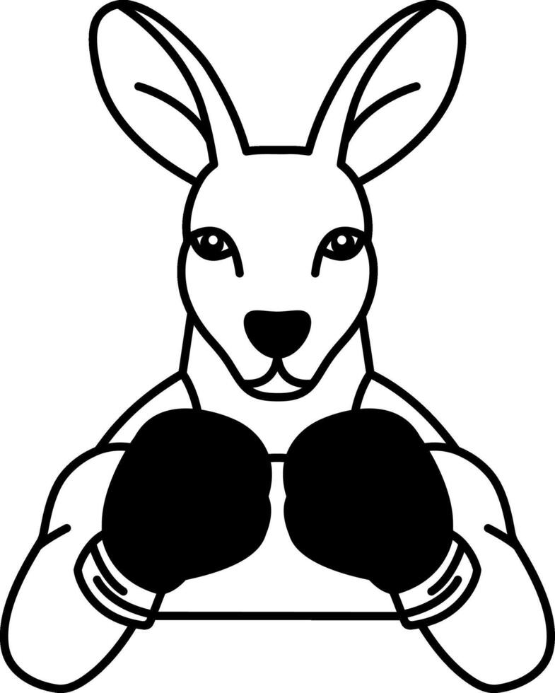 isolate black and white illustration of Kangaroo with boxing gloves vector