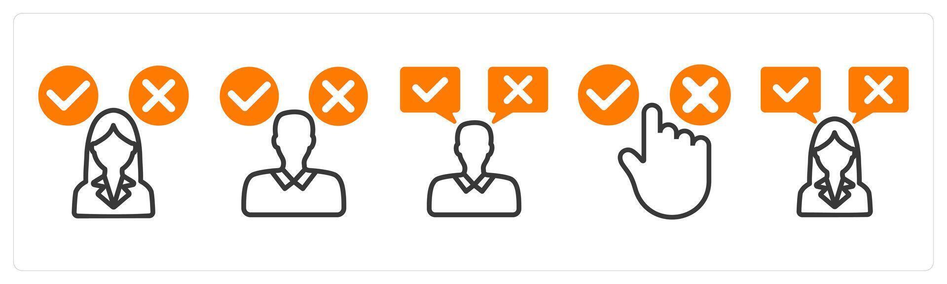 Set of five business icons as decision making confusion, decision, choice vector
