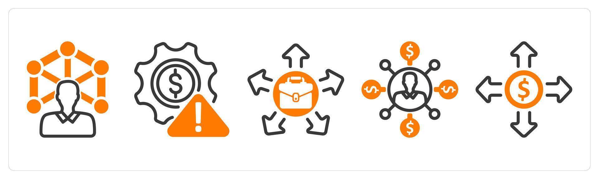 Set of five business icons as abilities, business risk, job opportunity vector