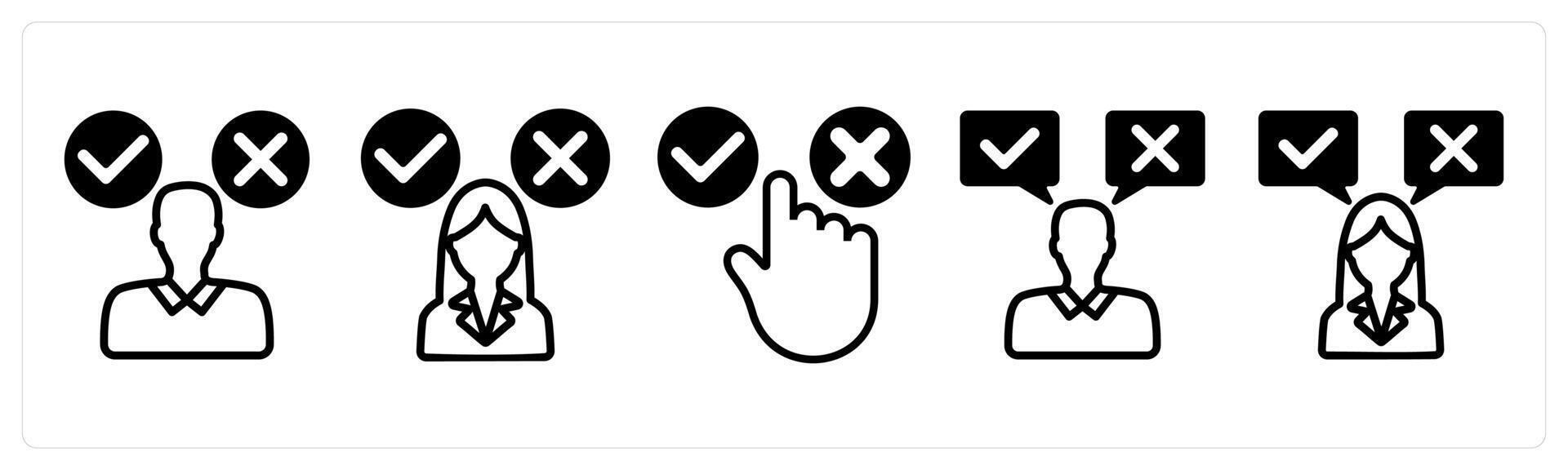 A set of five business icons as decision making confusion, decision, option vector