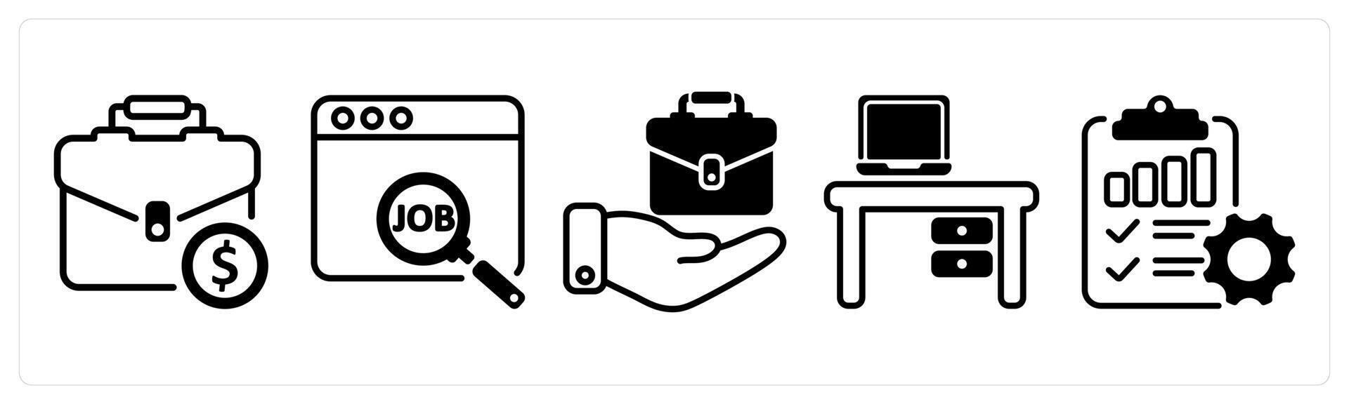 A set of five business icons as work, job, employement vector