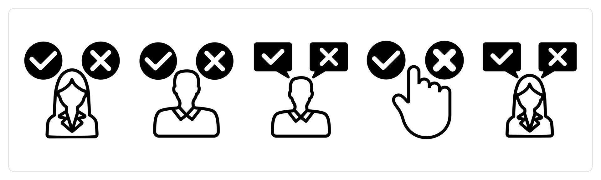 A set of five business icons as decision making confusion, decision, choice vector
