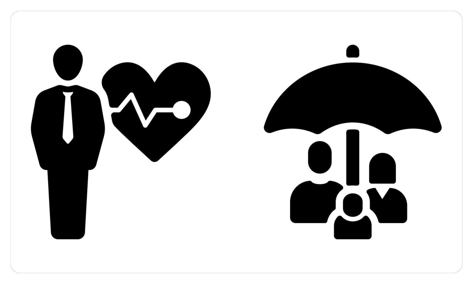 Life Insurance and Family Insurance in black color vector