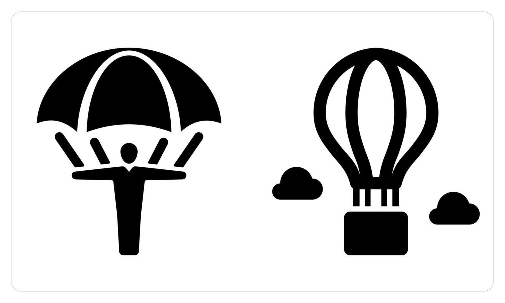 Parachute and Hot Air Balloon in black color vector