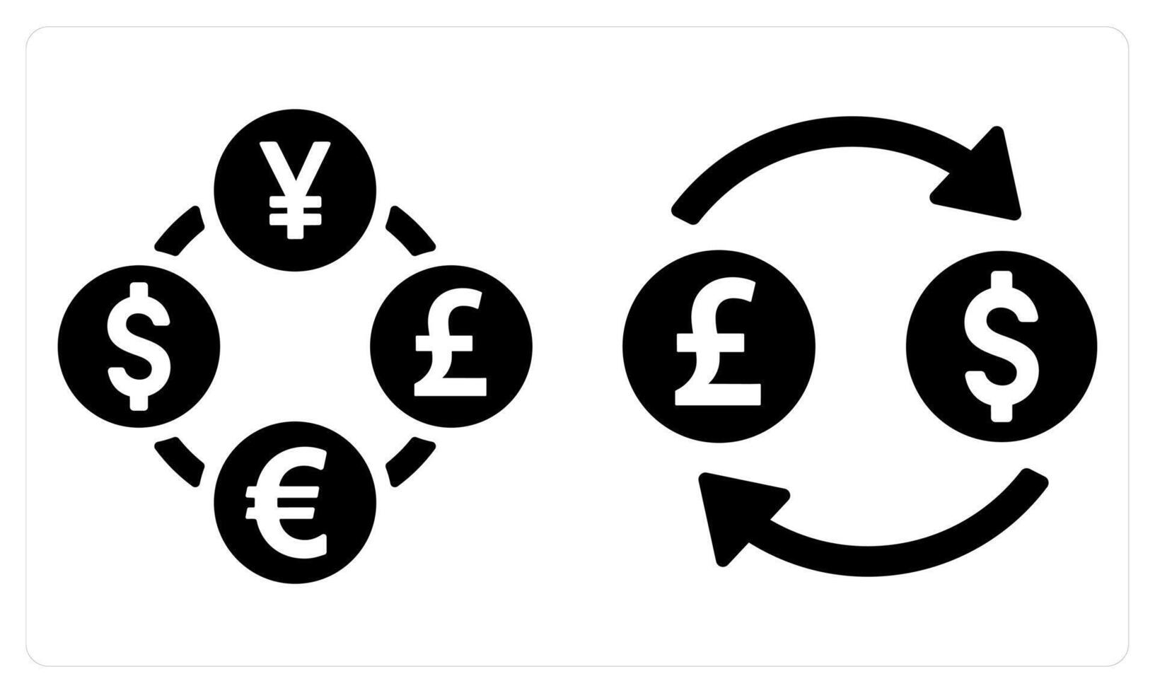 Currency Exchange and Money Conversion in black color vector