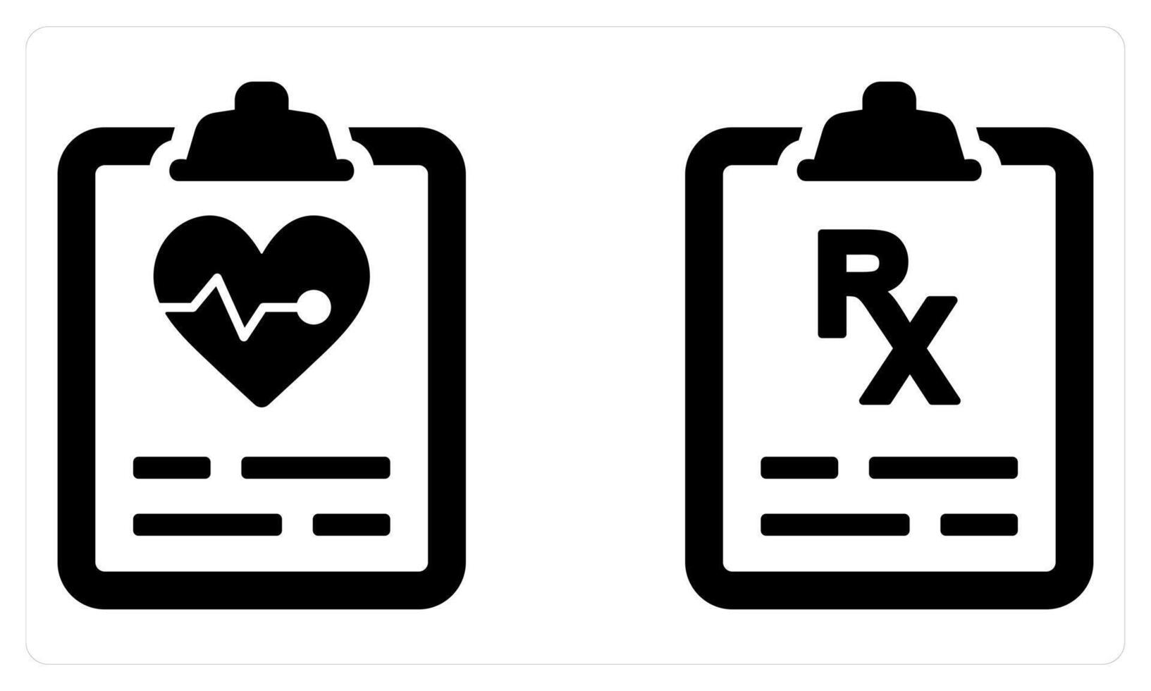 Medical Report and Prescription in black color vector