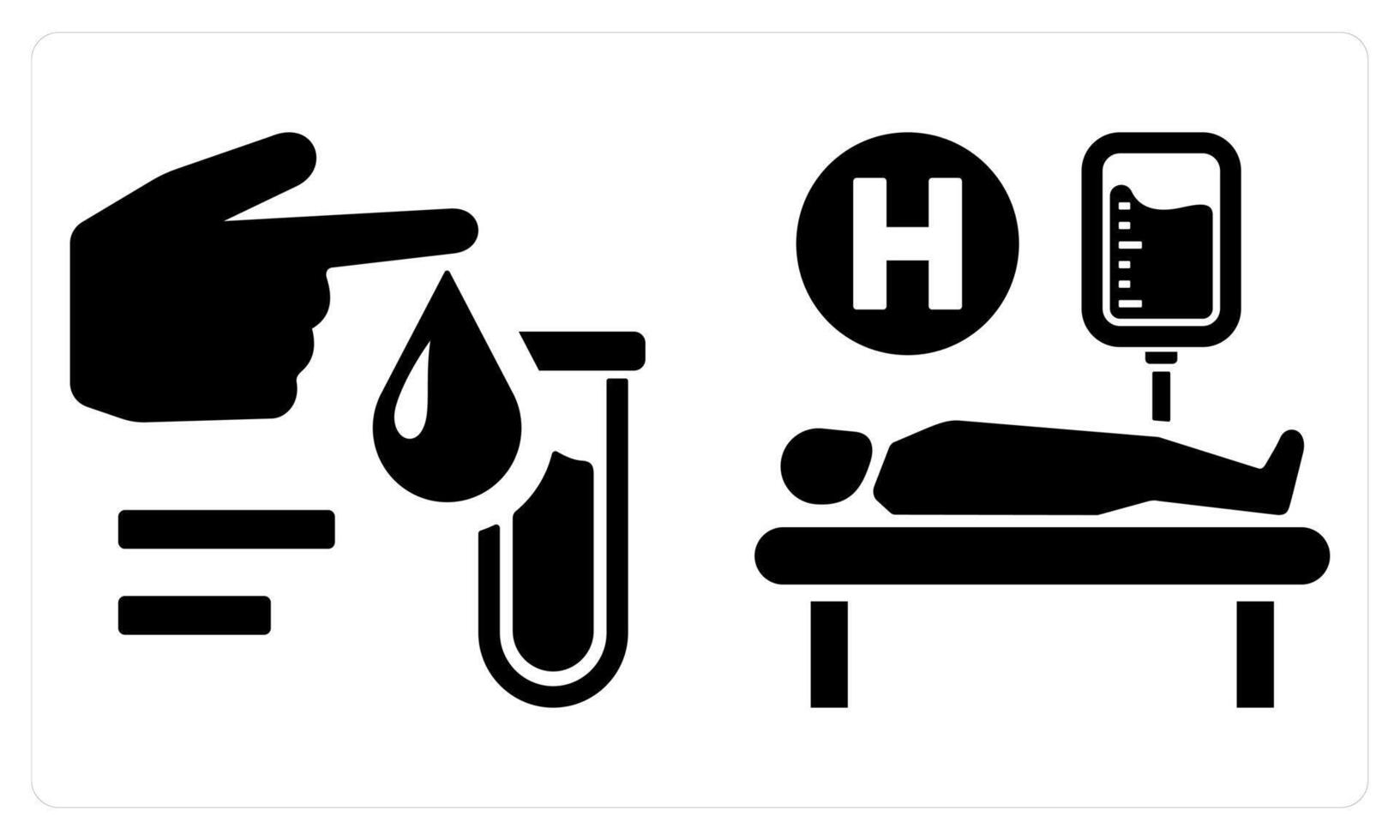 Blood Test and Blood Transfusion in black color vector