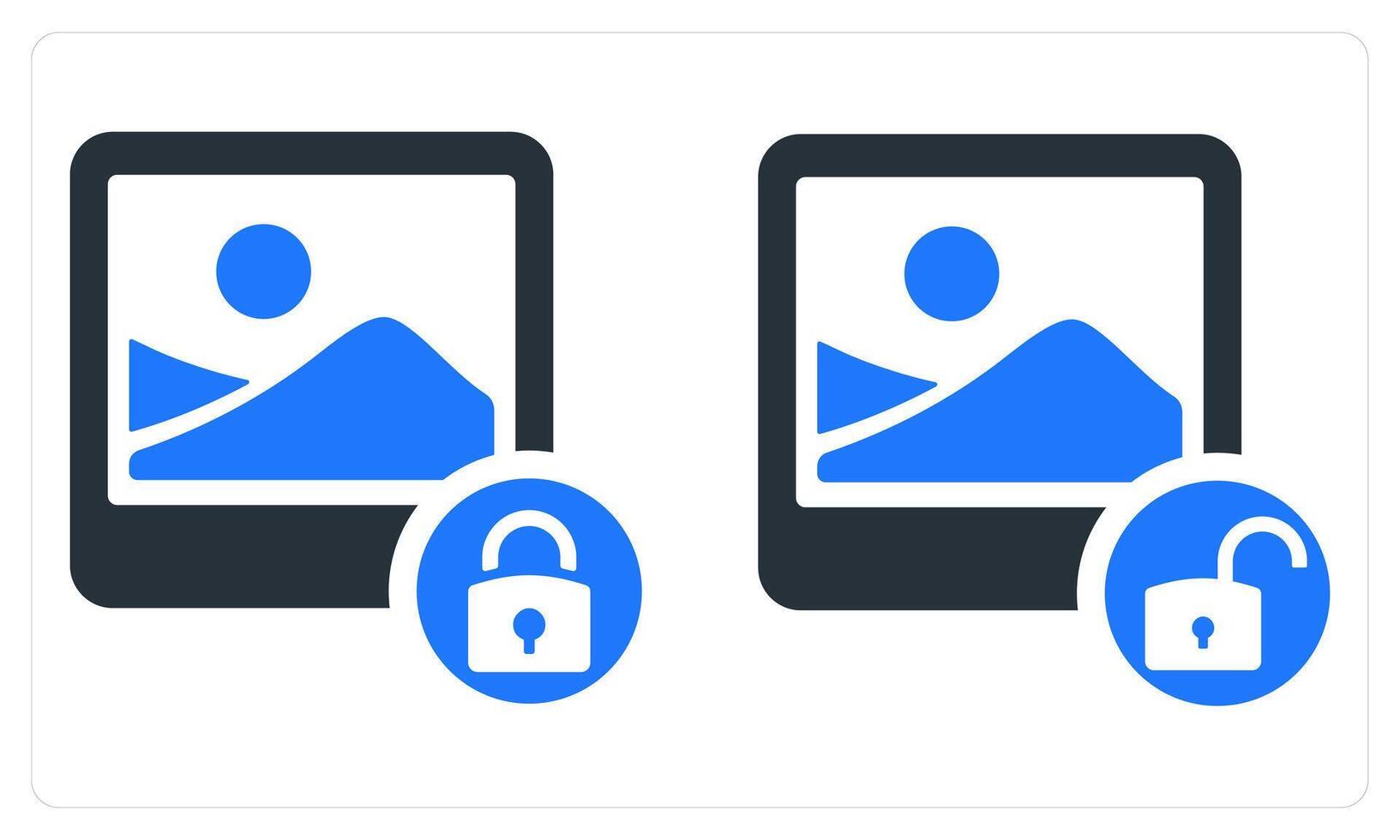 Image Lock and Image Unlock in blue color vector