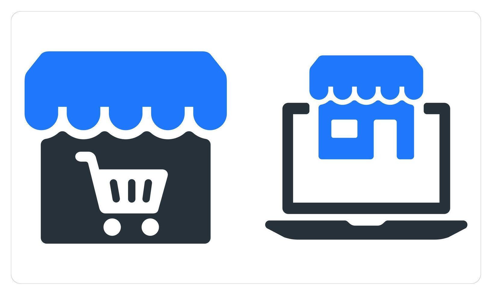 Offline Shopping and Online Shopping in blue color vector