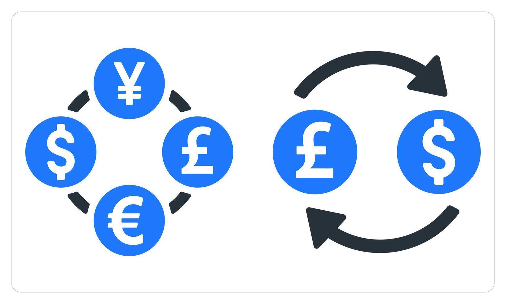 Currency Exchange and Money Conversion in blue color vector