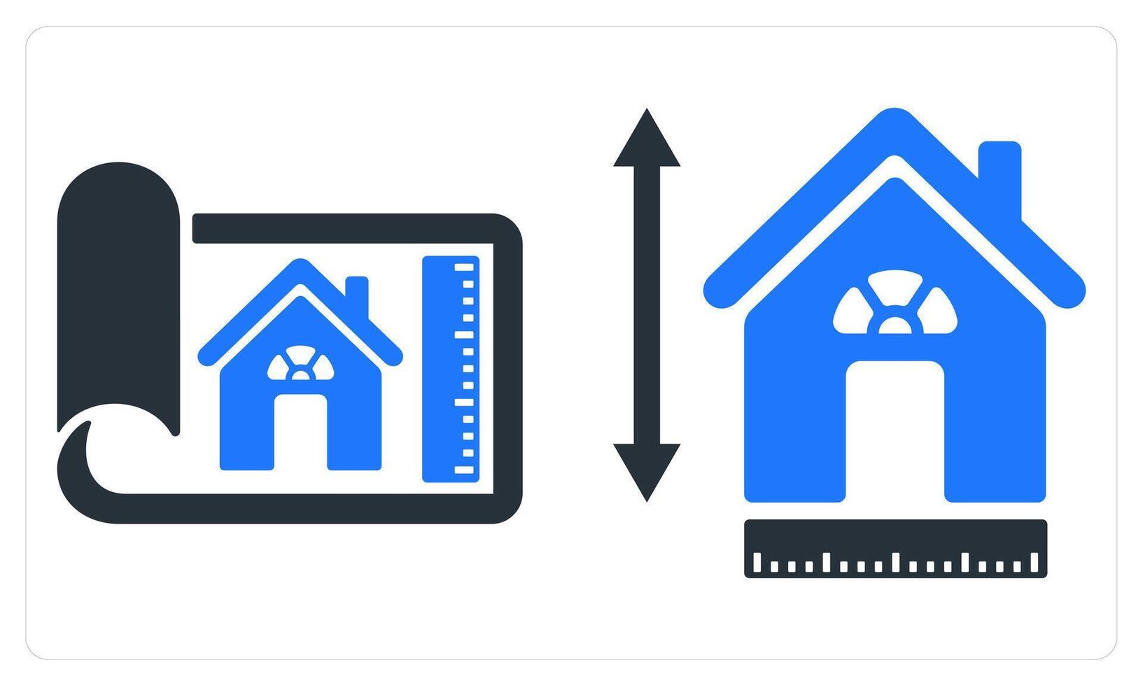 Home Dimensions and Home size in blue color vector