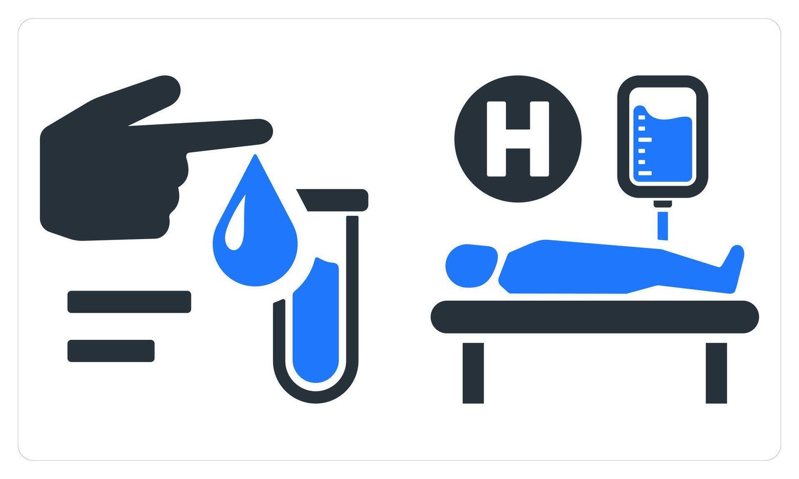 Blood Test and Blood Transfusion in blue color vector