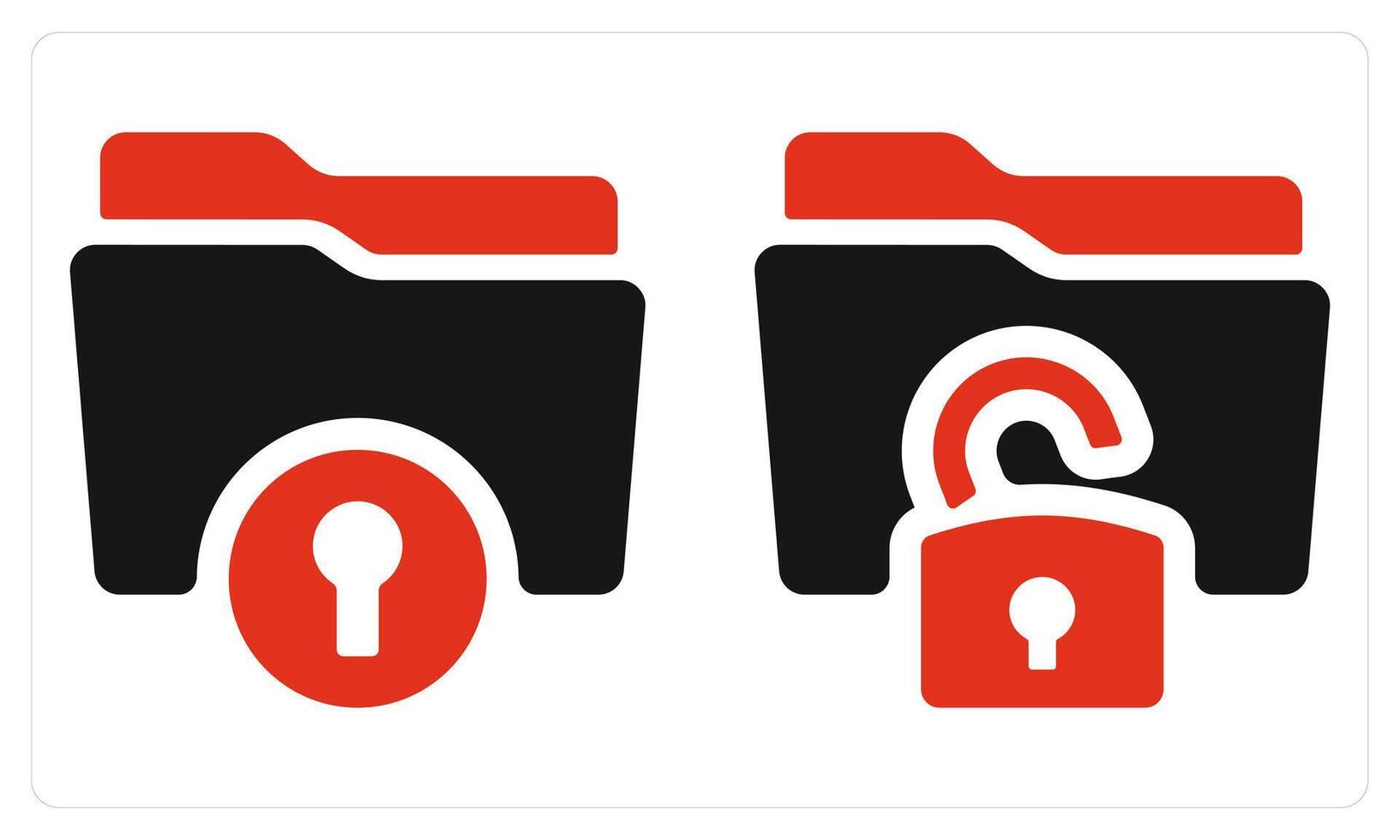 Lock Folder and Unlock Folder in red color vector