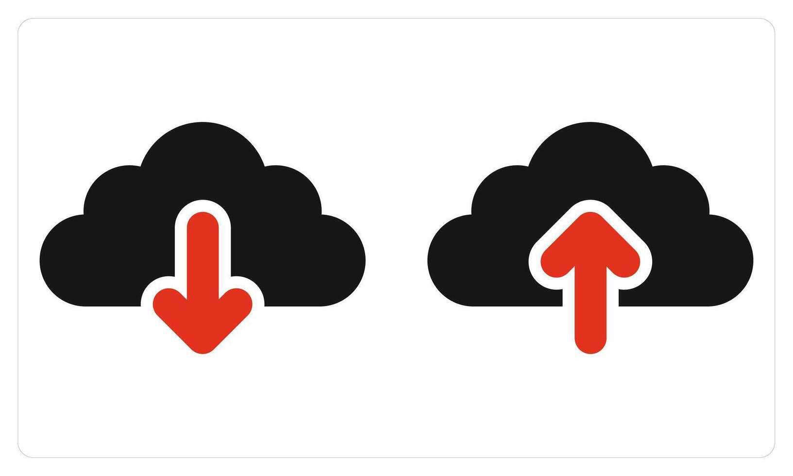 Cloud Download and Cloud Upload in red color vector