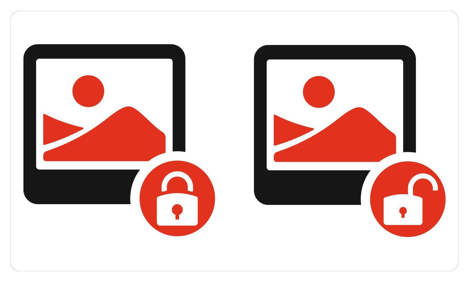 Image Lock and Image Unlock in red color vector