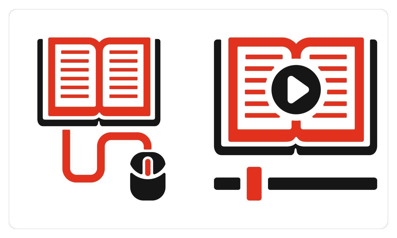 Online Study and E-Book in red color vector