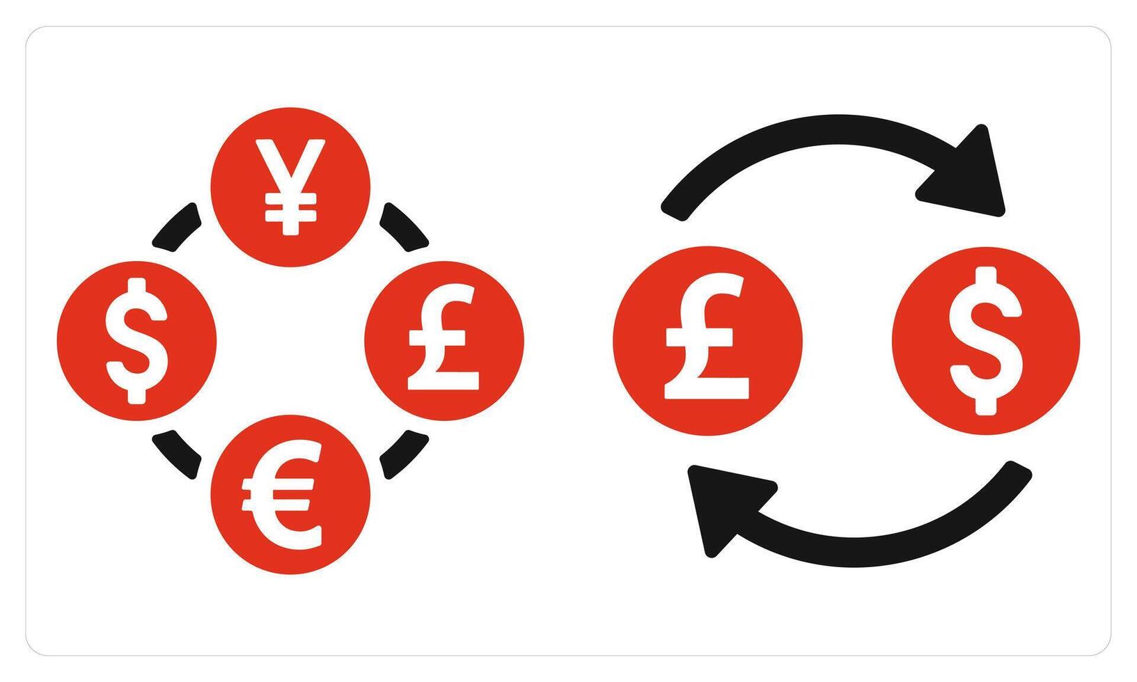 Currency Exchange and Money Conversion in red color vector