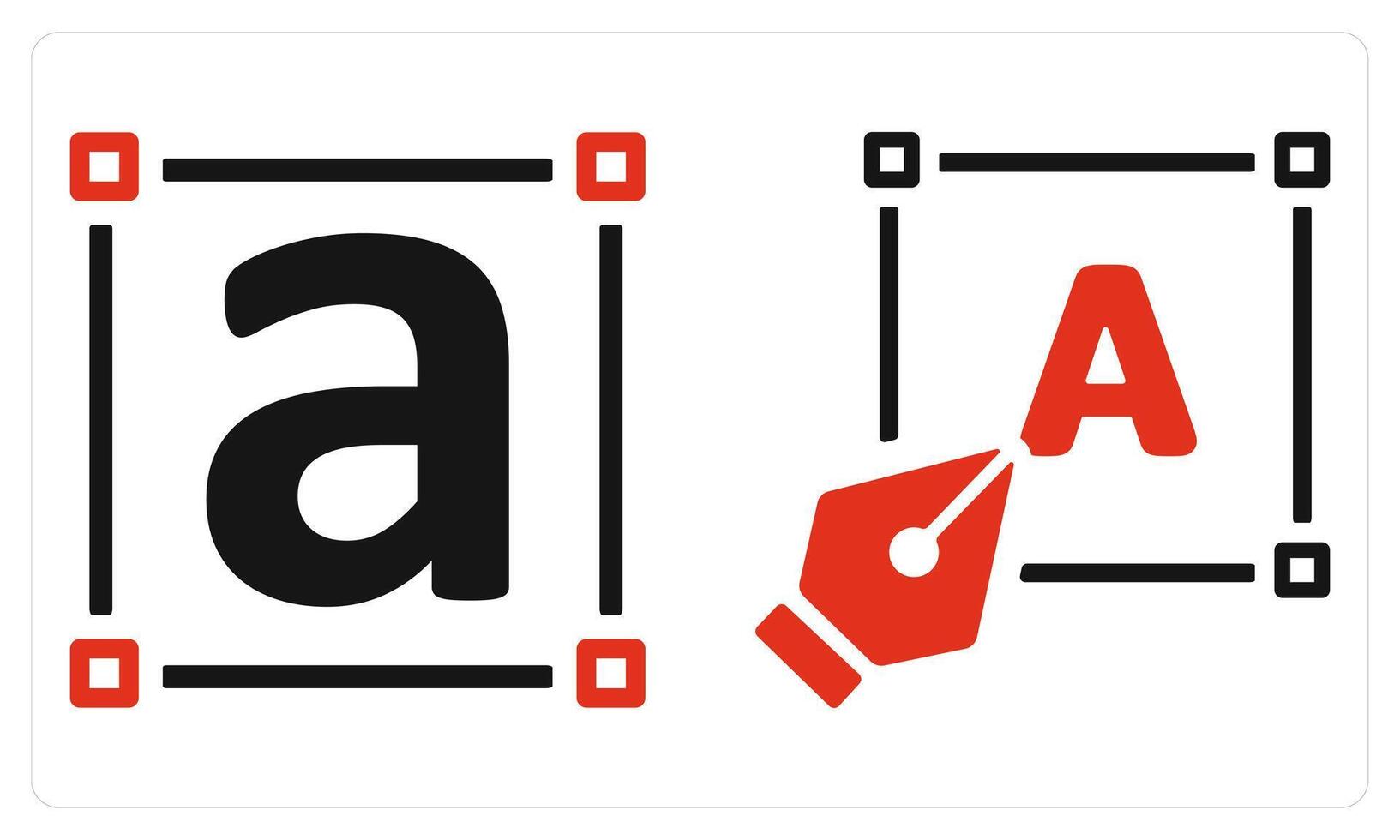 Font and Pen Tool in red color vector